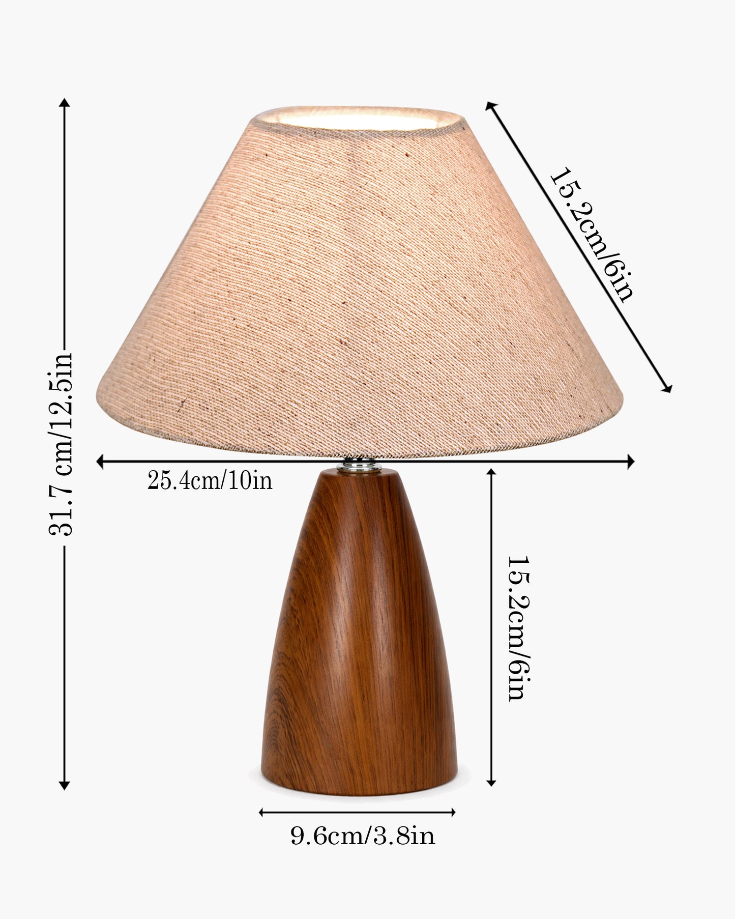 Homesake® Wood Grain Pattern Small Table Lamp, Desk Light, Metal Table Lamp, Metal Bedroom Lamps for Nightstand, Small Scalloped Lamp Shade Table Lamps for Small Spaces for Bedroom,Living Room, Taper Cone