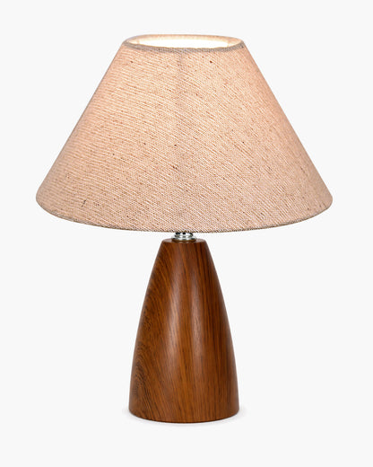 Homesake® Wood Grain Pattern Small Table Lamp, Desk Light, Metal Table Lamp, Metal Bedroom Lamps for Nightstand, Small Scalloped Lamp Shade Table Lamps for Small Spaces for Bedroom,Living Room, Taper Cone