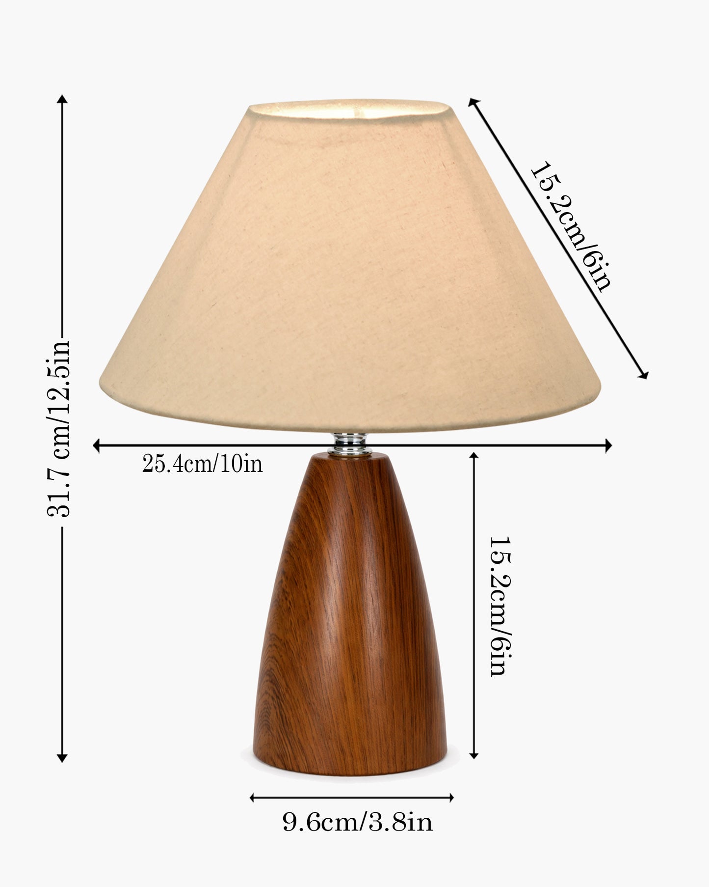 Homesake® Wood Grain Pattern Small Table Lamp, Desk Light, Metal Table Lamp, Metal Bedroom Lamps for Nightstand, Small Scalloped Lamp Shade Table Lamps for Small Spaces for Bedroom,Living Room, Taper Cone