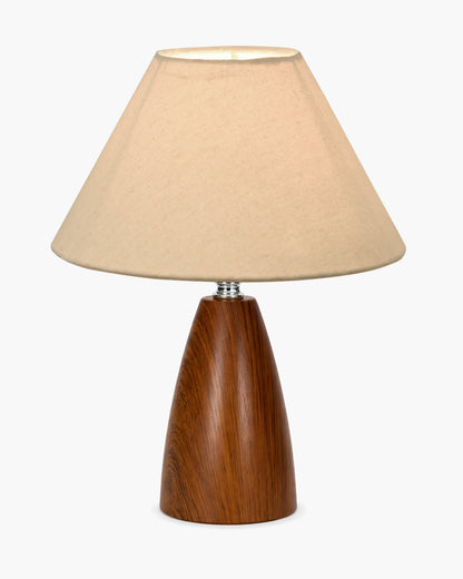 Homesake® Wood Grain Pattern Small Table Lamp, Desk Light, Metal Table Lamp, Metal Bedroom Lamps for Nightstand, Small Scalloped Lamp Shade Table Lamps for Small Spaces for Bedroom,Living Room, Taper Cone