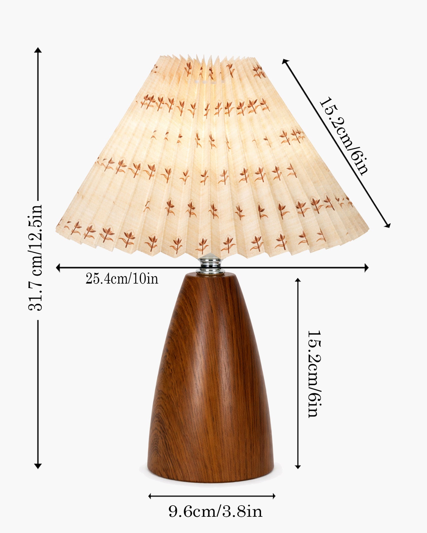Homesake® Wood Grain Pattern Small Table Lamp, Desk Light, Metal Table Lamp, Metal Bedroom Lamps for Nightstand, Small Scalloped Lamp Shade Table Lamps for Small Spaces for Bedroom,Living Room, Taper Cone