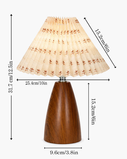 Homesake® Wood Grain Pattern Small Table Lamp, Desk Light, Metal Table Lamp, Metal Bedroom Lamps for Nightstand, Small Scalloped Lamp Shade Table Lamps for Small Spaces for Bedroom,Living Room, Taper Cone