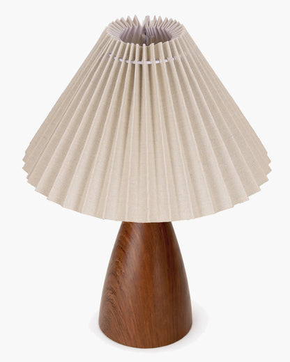 Homesake® Wood Grain Pattern Small Table Lamp, Desk Light, Metal Table Lamp, Metal Bedroom Lamps for Nightstand, Small Scalloped Lamp Shade Table Lamps for Small Spaces for Bedroom,Living Room, Taper Cone