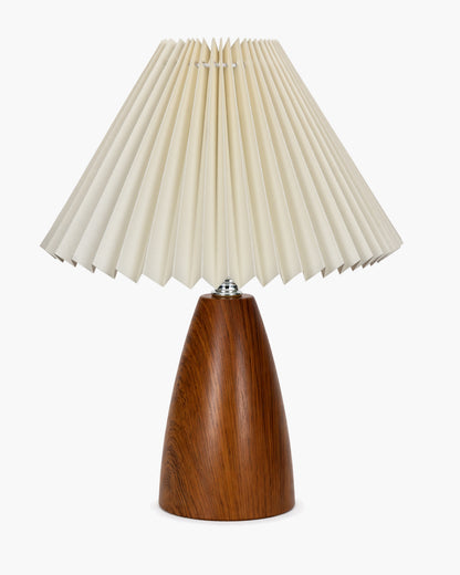 Homesake® Wood Grain Pattern Small Table Lamp, Desk Light, Metal Table Lamp, Metal Bedroom Lamps for Nightstand, Small Scalloped Lamp Shade Table Lamps for Small Spaces for Bedroom,Living Room, Taper Cone