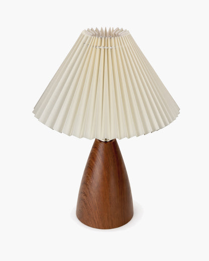 Homesake® Wood Grain Pattern Small Table Lamp, Desk Light, Metal Table Lamp, Metal Bedroom Lamps for Nightstand, Small Scalloped Lamp Shade Table Lamps for Small Spaces for Bedroom,Living Room, Taper Cone