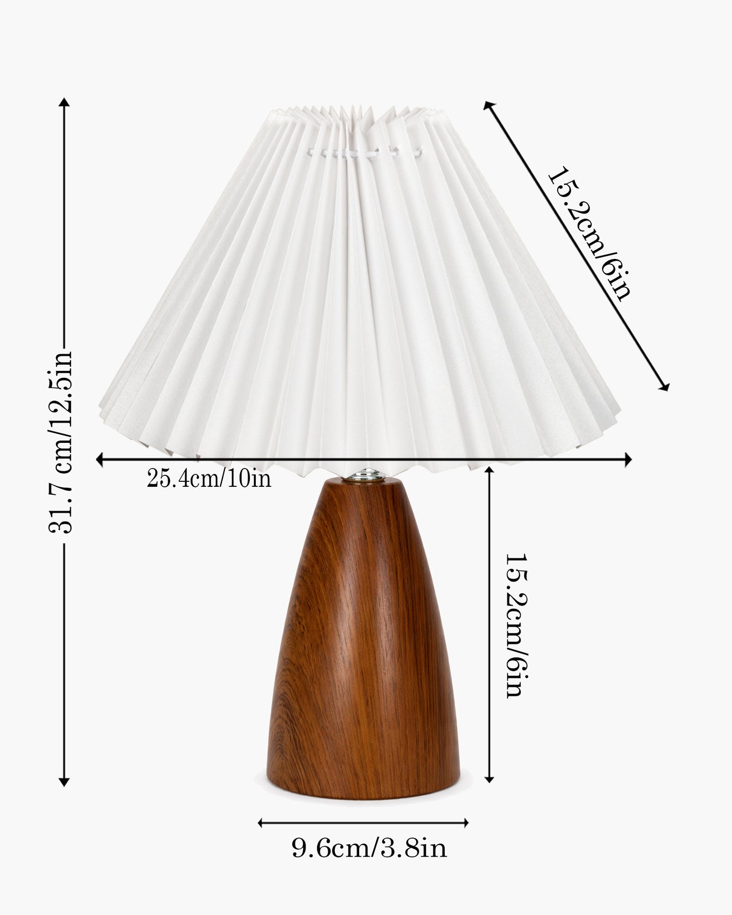 Homesake® Wood Grain Pattern Small Table Lamp, Desk Light, Metal Table Lamp, Metal Bedroom Lamps for Nightstand, Small Scalloped Lamp Shade Table Lamps for Small Spaces for Bedroom,Living Room, Taper Cone