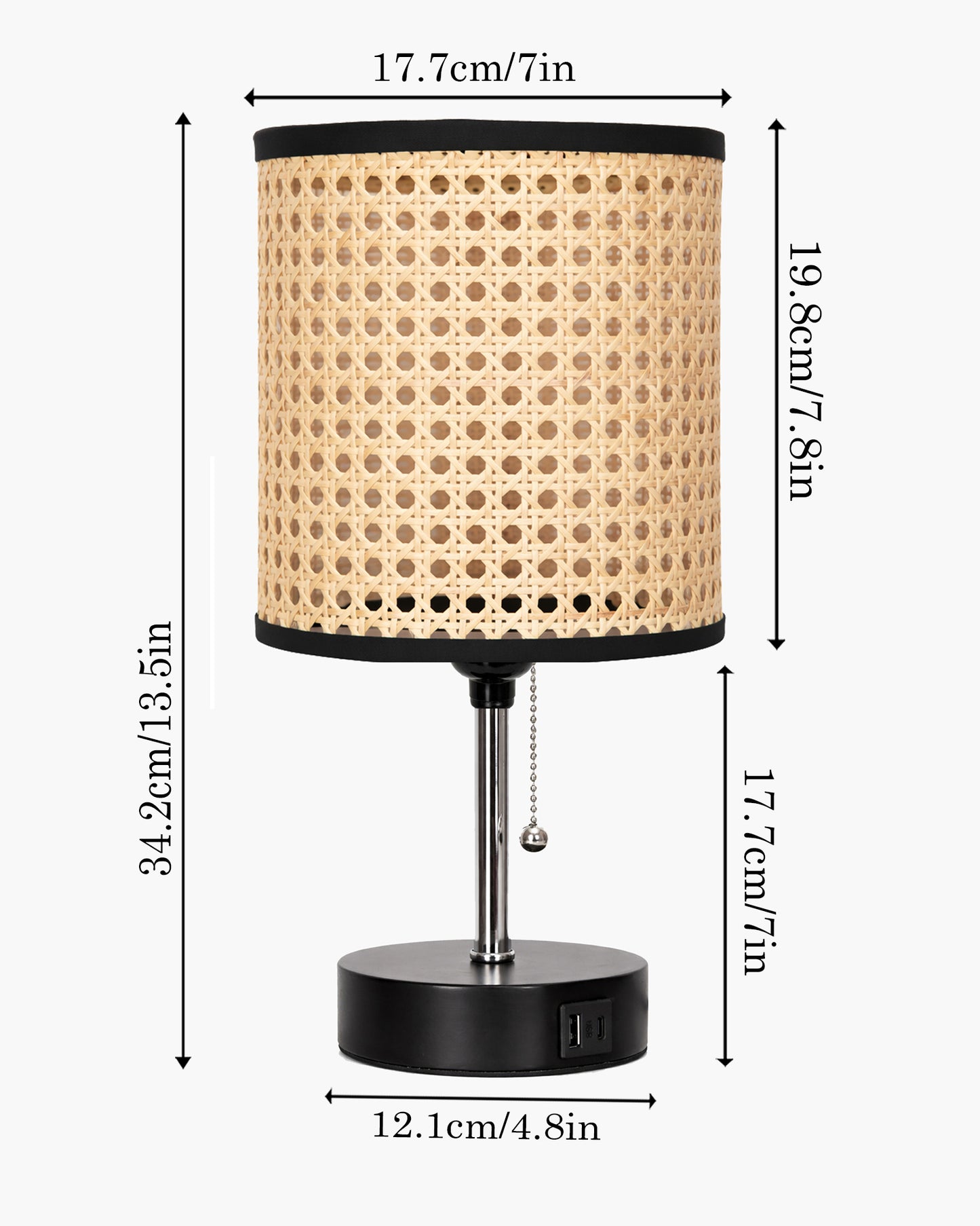 Homesake® Bedside Lamp for Bedroom Nightstand Table Light with USB A | C Charging Port, 3 Color Temperatures Pull Chain Light, Side Study Desk lamp, Reading lamp, Living Room Gift