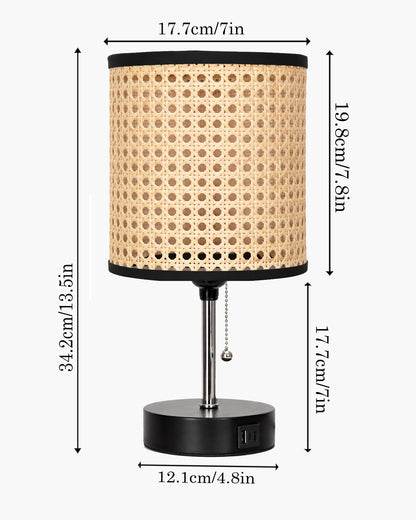 Homesake® Bedside Lamp for Bedroom Nightstand Table Light with USB A | C Charging Port, 3 Color Temperatures Pull Chain Light, Side Study Desk lamp, Reading lamp, Living Room Gift