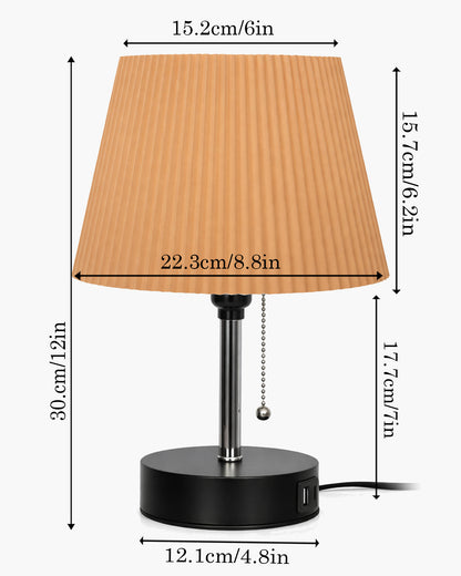 Homesake® Bedside Lamp for Bedroom Nightstand Table Light with USB A | C Charging Port, 3 Color Temperatures Pull Chain Light, Side Study Desk lamp, Reading lamp, Living Room Gift
