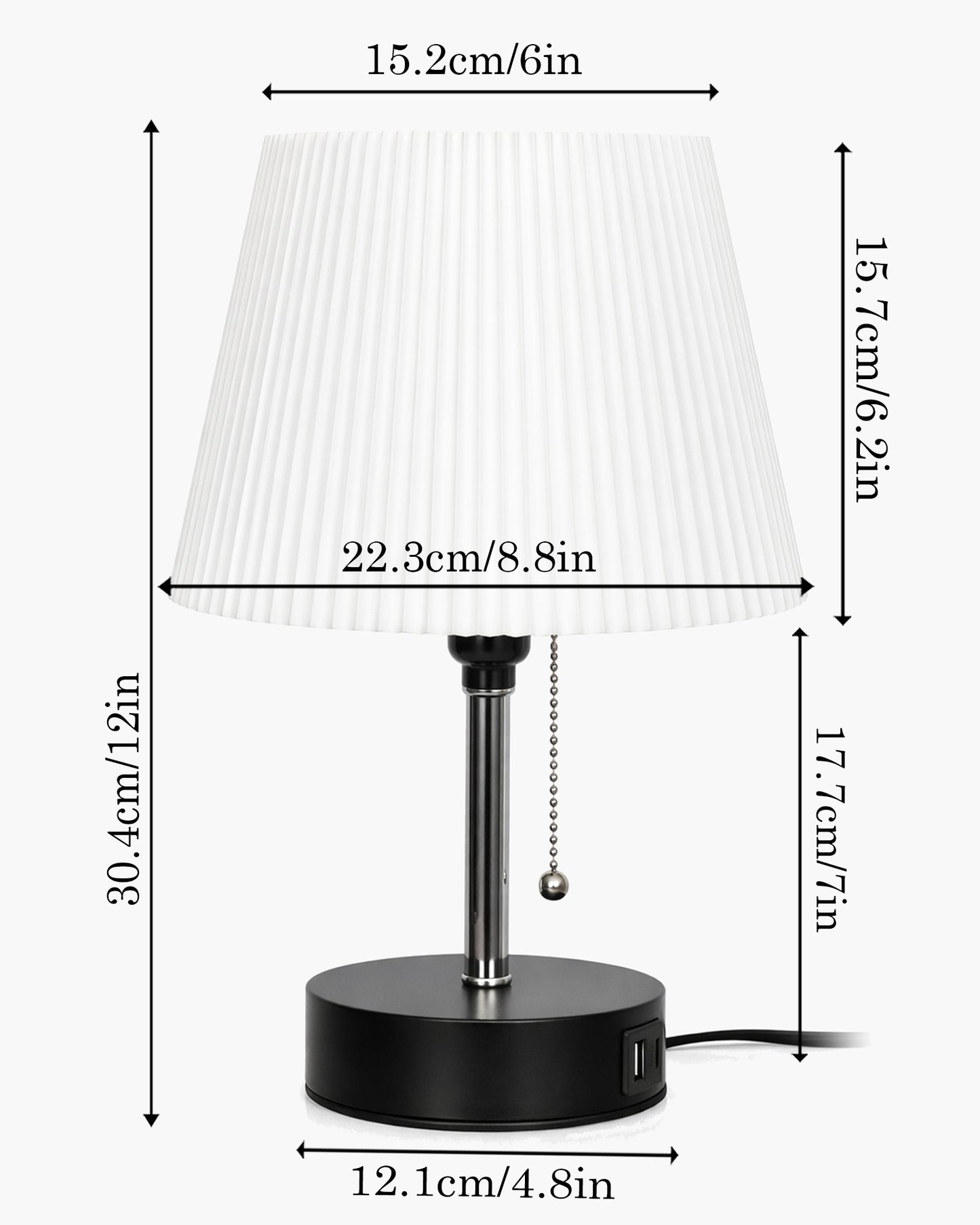 Homesake® Bedside Lamp for Bedroom Nightstand Table Light with USB A | C Charging Port, 3 Color Temperatures Pull Chain Light, Side Study Desk lamp, Reading lamp, Living Room Gift