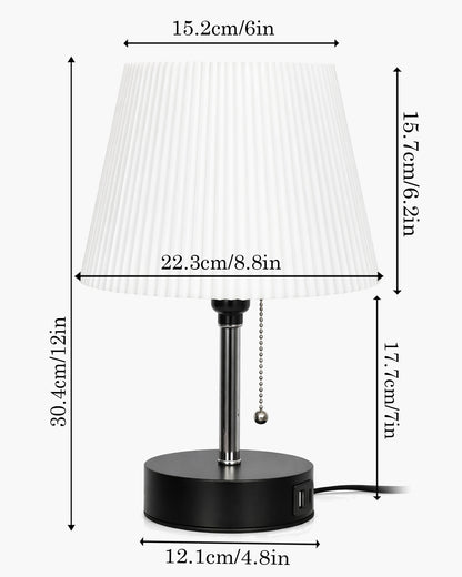 Homesake® Bedside Lamp for Bedroom Nightstand Table Light with USB A | C Charging Port, 3 Color Temperatures Pull Chain Light, Side Study Desk lamp, Reading lamp, Living Room Gift