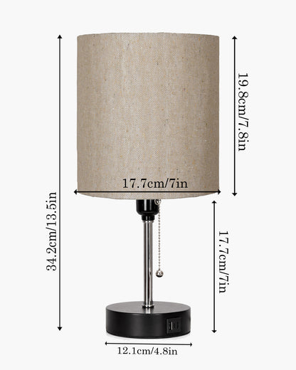 Homesake® Bedside Lamp for Bedroom Nightstand Table Light with USB A | C Charging Port, 3 Color Temperatures Pull Chain Light, Side Study Desk lamp, Reading lamp, Living Room Gift