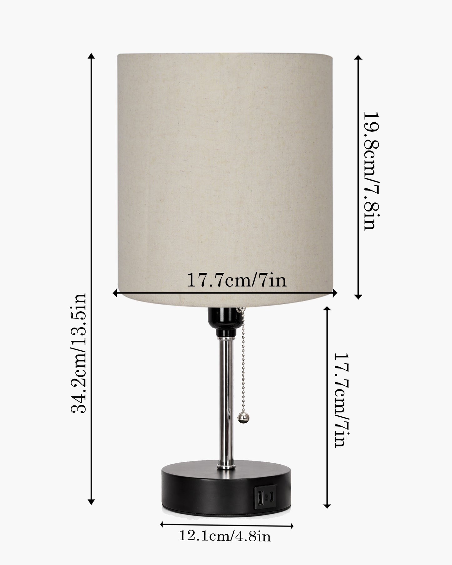 Homesake® Bedside Lamp for Bedroom Nightstand Table Light with USB A | C Charging Port, 3 Color Temperatures Pull Chain Light, Side Study Desk lamp, Reading lamp, Living Room Gift