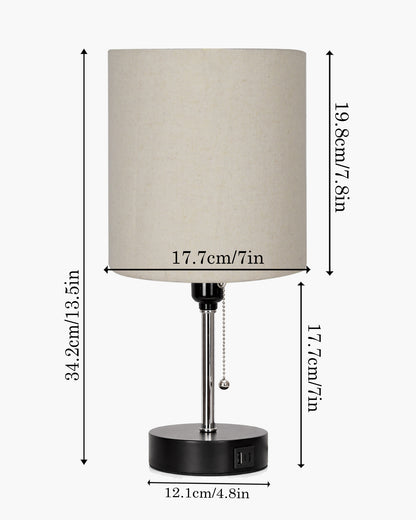 Homesake® Bedside Lamp for Bedroom Nightstand Table Light with USB A | C Charging Port, 3 Color Temperatures Pull Chain Light, Side Study Desk lamp, Reading lamp, Living Room Gift