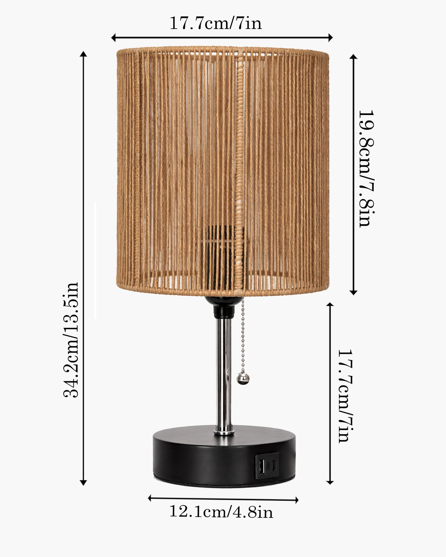 Homesake® Bedside Lamp for Bedroom Nightstand Table Light with USB A | C Charging Port, 3 Color Temperatures Pull Chain Light, Side Study Desk lamp, Reading lamp, Living Room Gift