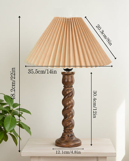 Homesake® Classic Twister Wooden Table Lamp with Shade | Handcrafted Bedside Lamp, E27 Holder| Bulb Included |Warm Light Night Lamp, Bedroom, Living Room, Study & Home Décor