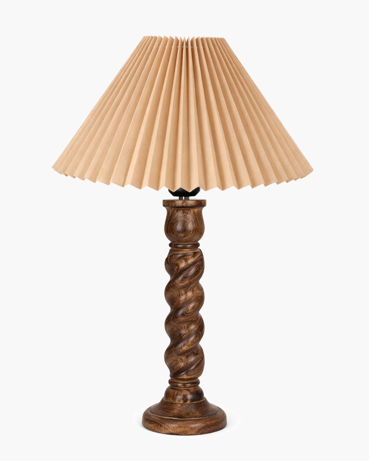 Homesake® Classic Twister Wooden Table Lamp with Shade | Handcrafted Bedside Lamp, E27 Holder| Bulb Included |Warm Light Night Lamp, Bedroom, Living Room, Study & Home Décor