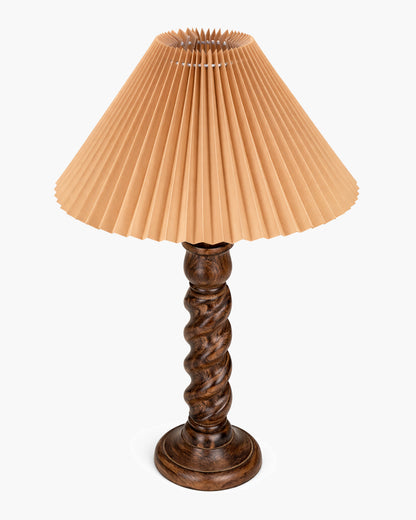 Homesake® Classic Twister Wooden Table Lamp with Shade | Handcrafted Bedside Lamp, E27 Holder| Bulb Included |Warm Light Night Lamp, Bedroom, Living Room, Study & Home Décor