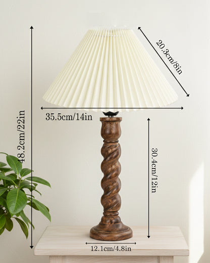 Homesake® Classic Twister Wooden Table Lamp with Shade | Handcrafted Bedside Lamp, E27 Holder| Bulb Included |Warm Light Night Lamp, Bedroom, Living Room, Study & Home Décor