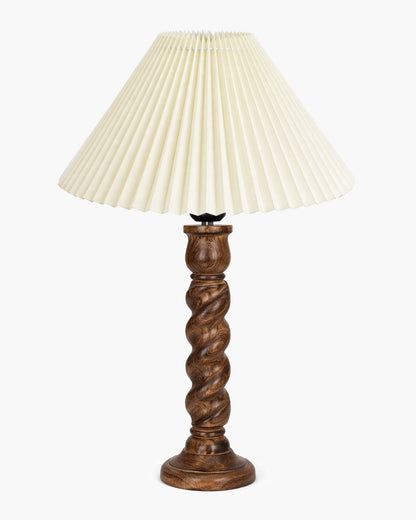Homesake® Classic Twister Wooden Table Lamp with Shade | Handcrafted Bedside Lamp, E27 Holder| Bulb Included |Warm Light Night Lamp, Bedroom, Living Room, Study & Home Décor
