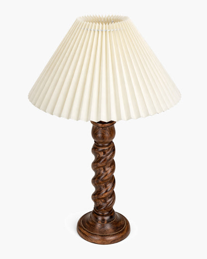 Homesake® Classic Twister Wooden Table Lamp with Shade | Handcrafted Bedside Lamp, E27 Holder| Bulb Included |Warm Light Night Lamp, Bedroom, Living Room, Study & Home Décor