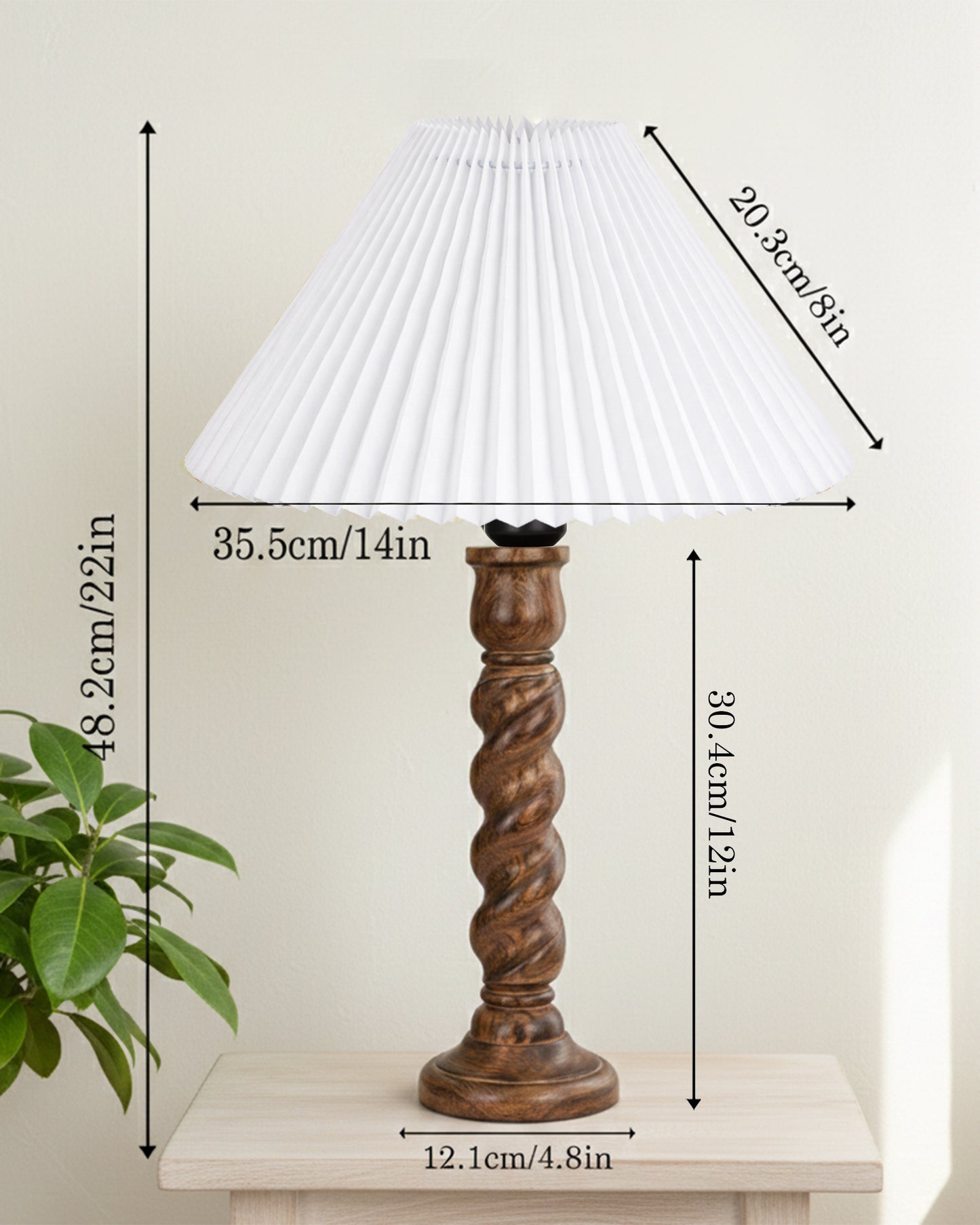 Homesake® Classic Twister Wooden Table Lamp with Shade | Handcrafted Bedside Lamp, E27 Holder| Bulb Included |Warm Light Night Lamp, Bedroom, Living Room, Study & Home Décor