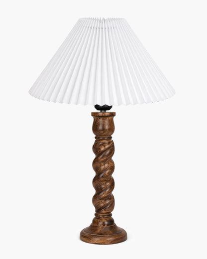 Homesake® Classic Twister Wooden Table Lamp with Shade | Handcrafted Bedside Lamp, E27 Holder| Bulb Included |Warm Light Night Lamp, Bedroom, Living Room, Study & Home Décor