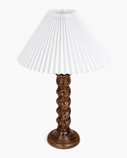 Homesake® Classic Twister Wooden Table Lamp with Shade | Handcrafted Bedside Lamp, E27 Holder| Bulb Included |Warm Light Night Lamp, Bedroom, Living Room, Study & Home Décor