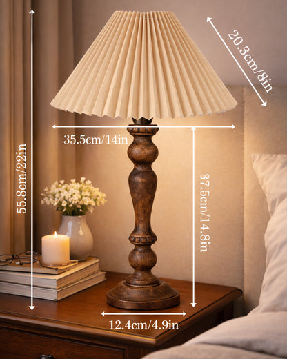 Homesake® Handcrafted Wooden Table Lamp for Bedroom & Living Room, Decorative Bedside Reading Lamp with Shade, E27 Holder, Bulb Included, Eureka Polka Base for Home Décor