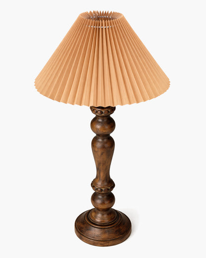 Homesake® Handcrafted Wooden Table Lamp for Bedroom & Living Room, Decorative Bedside Reading Lamp with Shade, E27 Holder, Bulb Included, Eureka Polka Base for Home Décor