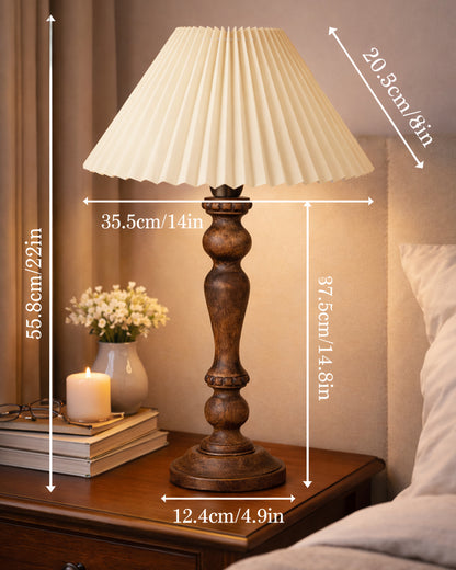 Homesake® Handcrafted Wooden Table Lamp for Bedroom & Living Room, Decorative Bedside Reading Lamp with Shade, E27 Holder, Bulb Included, Eureka Polka Base for Home Décor