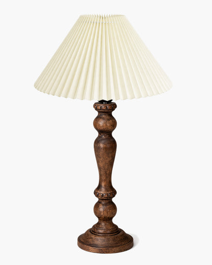 Homesake® Handcrafted Wooden Table Lamp for Bedroom & Living Room, Decorative Bedside Reading Lamp with Shade, E27 Holder, Bulb Included, Eureka Polka Base for Home Décor