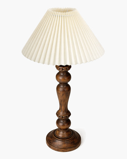 Homesake® Handcrafted Wooden Table Lamp for Bedroom & Living Room, Decorative Bedside Reading Lamp with Shade, E27 Holder, Bulb Included, Eureka Polka Base for Home Décor