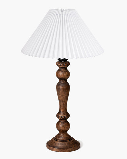 Homesake® Handcrafted Wooden Table Lamp for Bedroom & Living Room, Decorative Bedside Reading Lamp with Shade, E27 Holder, Bulb Included, Eureka Polka Base for Home Décor