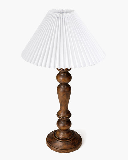 Homesake® Handcrafted Wooden Table Lamp for Bedroom & Living Room, Decorative Bedside Reading Lamp with Shade, E27 Holder, Bulb Included, Eureka Polka Base for Home Décor