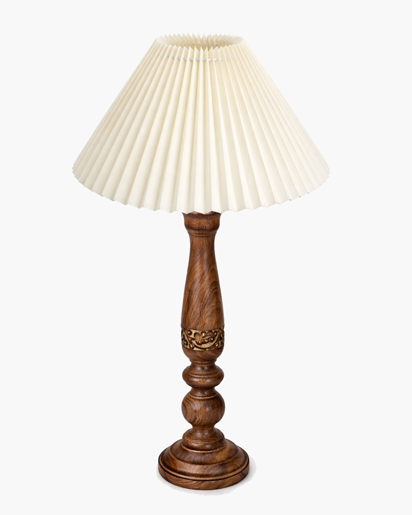 Homesake® Floral Carved Wood Table Lamp with Shade, Handcrafted Bedside Lamp, E27 Holder, Bulb Included, Warm Light Night Lamp, Bedroom, Living Room, Study & Home Décor