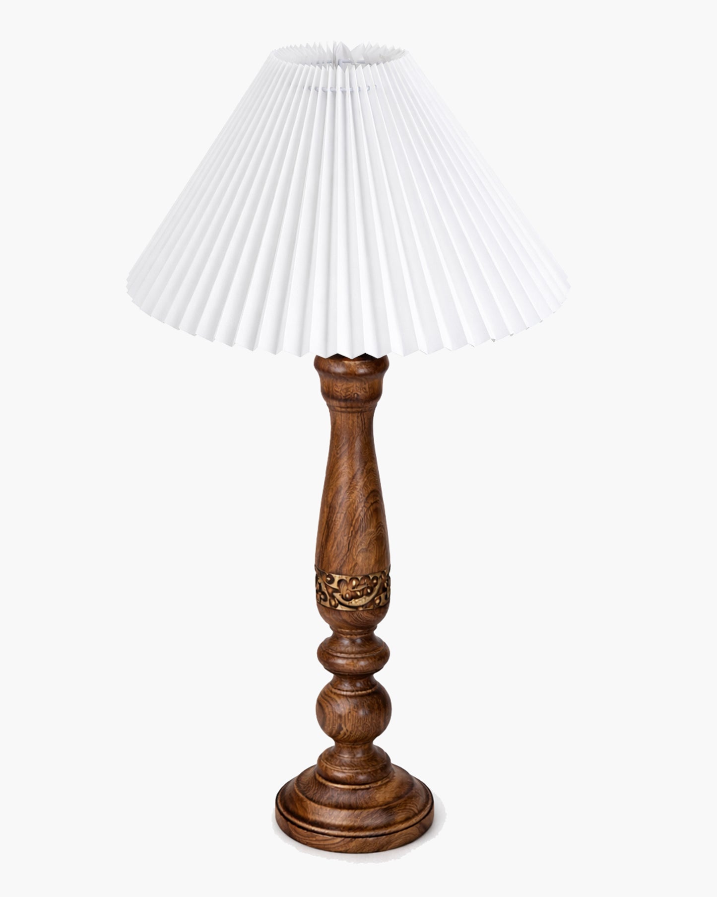 Homesake® Floral Carved Wood Table Lamp with Shade, Handcrafted Bedside Lamp, E27 Holder, Bulb Included, Warm Light Night Lamp, Bedroom, Living Room, Study & Home Décor