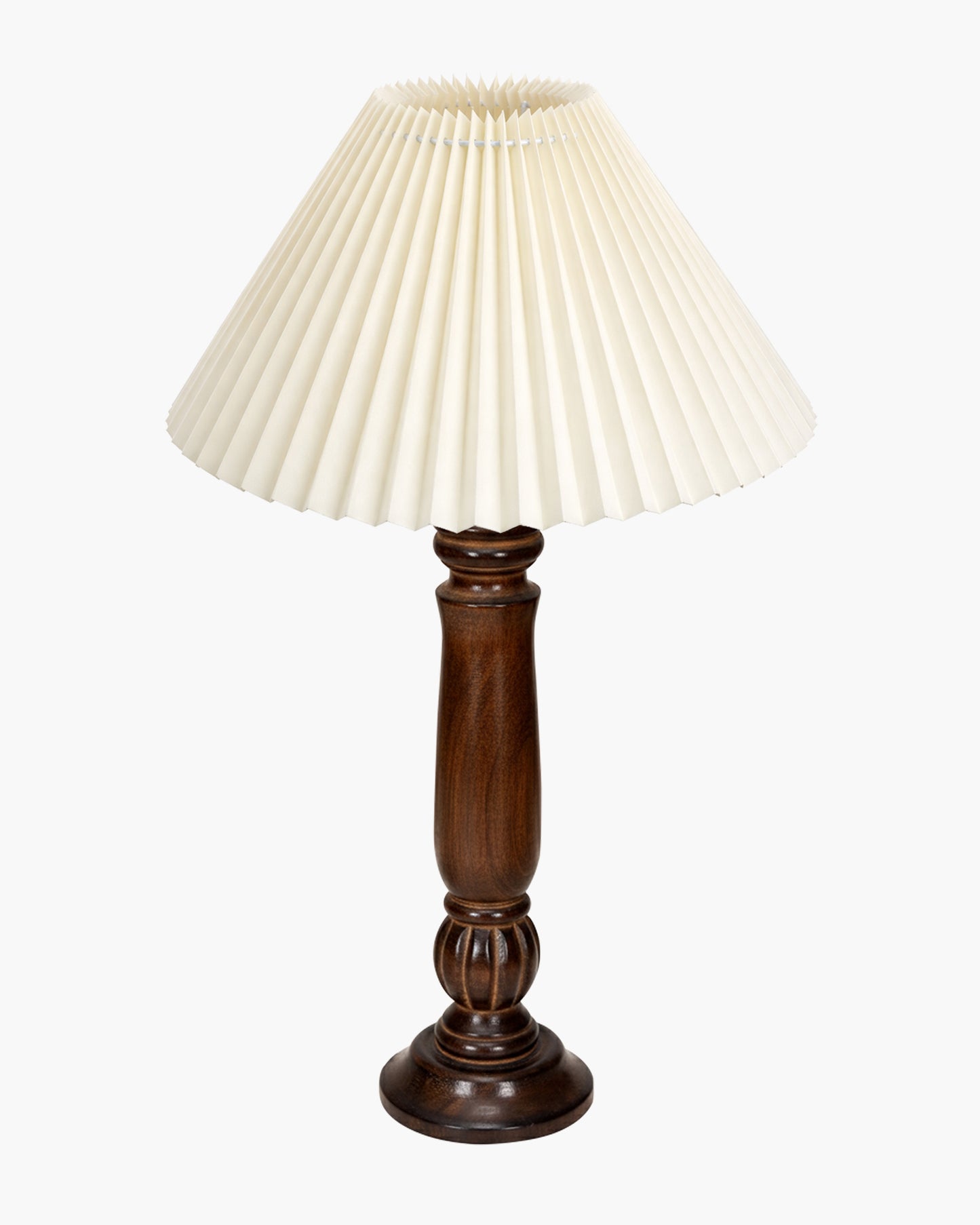 Homesake® Handcrafted Fold Wooden Table Lamp with Fabric Shade for Living Room, Bedroom & Bedside Solid Wood Melon Decorative Night Lamp, Classic Modern Table Light for Study, Hotel & Reading