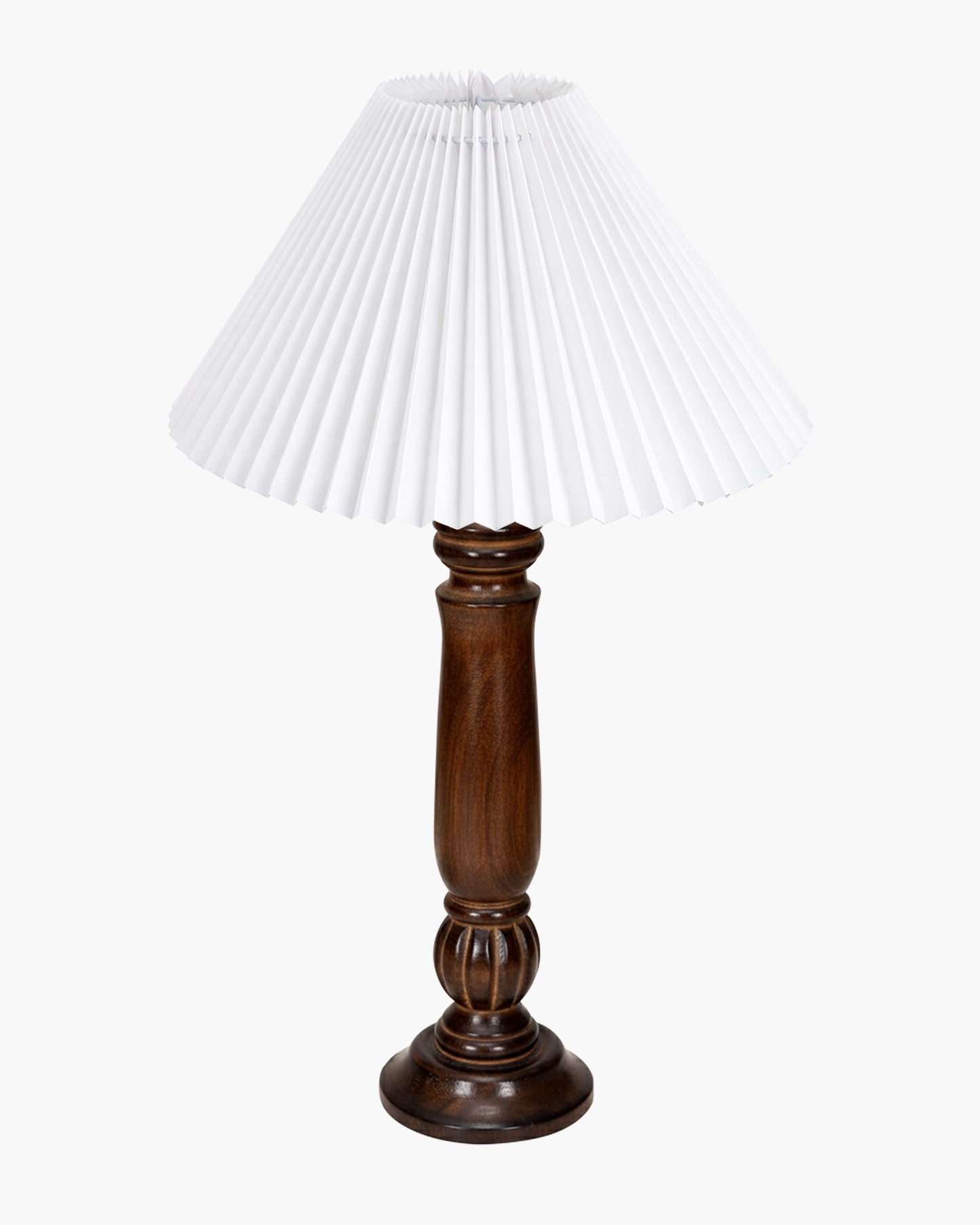 Homesake® Handcrafted Fold Wooden Table Lamp with Fabric Shade for Living Room, Bedroom & Bedside Solid Wood Melon Decorative Night Lamp, Classic Modern Table Light for Study, Hotel & Reading