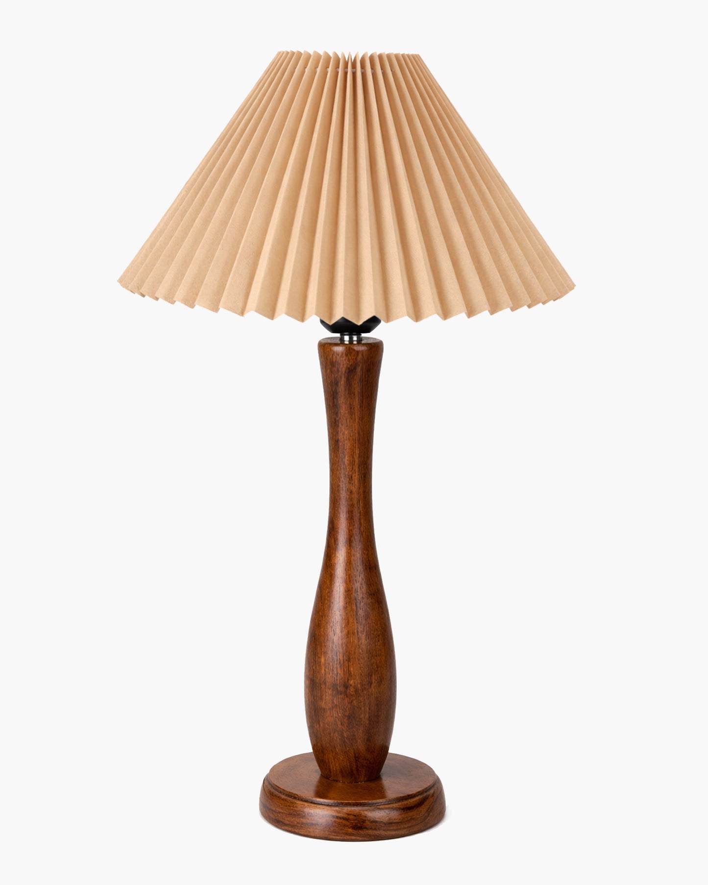 Homesake® Handcrafted Wooden Table Lamp with Pleated Fabric Shade, Solid Wood Spindle Antique Decorative Night Lamp, Elegant Scandinavian Style Bedside & Living room lamp, Study, Hotel & Reading lamp