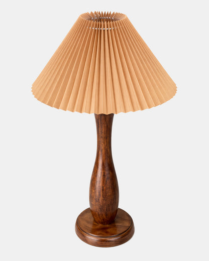 Homesake® Handcrafted Wooden Table Lamp with Pleated Fabric Shade, Solid Wood Spindle Antique Decorative Night Lamp, Elegant Scandinavian Style Bedside & Living room lamp, Study, Hotel & Reading lamp