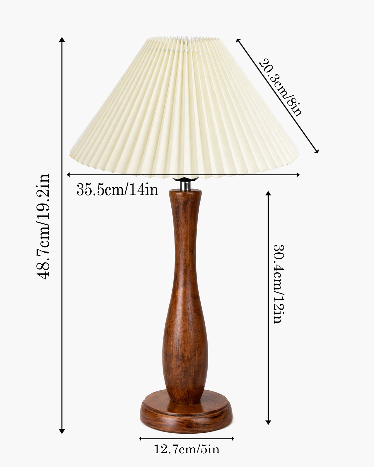 Homesake® Handcrafted Wooden Table Lamp with Pleated Fabric Shade, Solid Wood Spindle Antique Decorative Night Lamp, Elegant Scandinavian Style Bedside & Living room lamp, Study, Hotel & Reading lamp