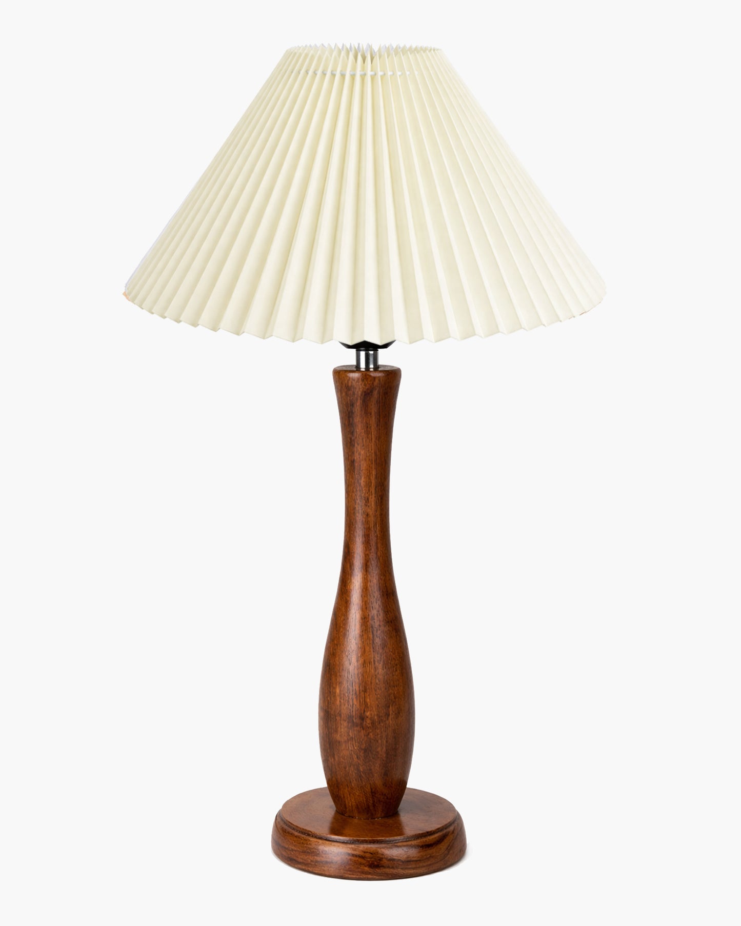 Homesake® Handcrafted Wooden Table Lamp with Pleated Fabric Shade, Solid Wood Spindle Antique Decorative Night Lamp, Elegant Scandinavian Style Bedside & Living room lamp, Study, Hotel & Reading lamp