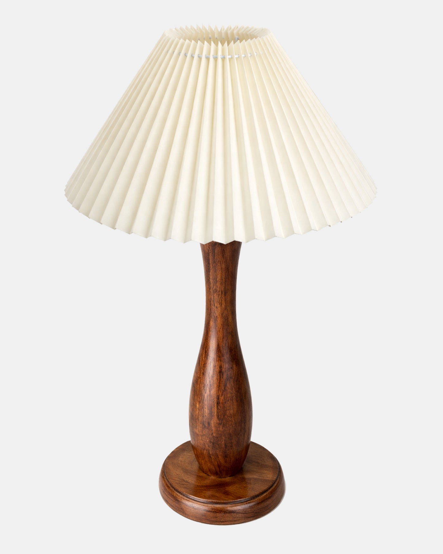 Homesake® Handcrafted Wooden Table Lamp with Pleated Fabric Shade, Solid Wood Spindle Antique Decorative Night Lamp, Elegant Scandinavian Style Bedside & Living room lamp, Study, Hotel & Reading lamp