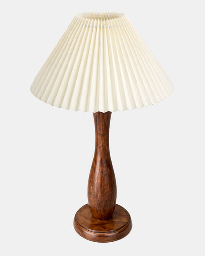 Homesake® Handcrafted Wooden Table Lamp with Pleated Fabric Shade, Solid Wood Spindle Antique Decorative Night Lamp, Elegant Scandinavian Style Bedside & Living room lamp, Study, Hotel & Reading lamp