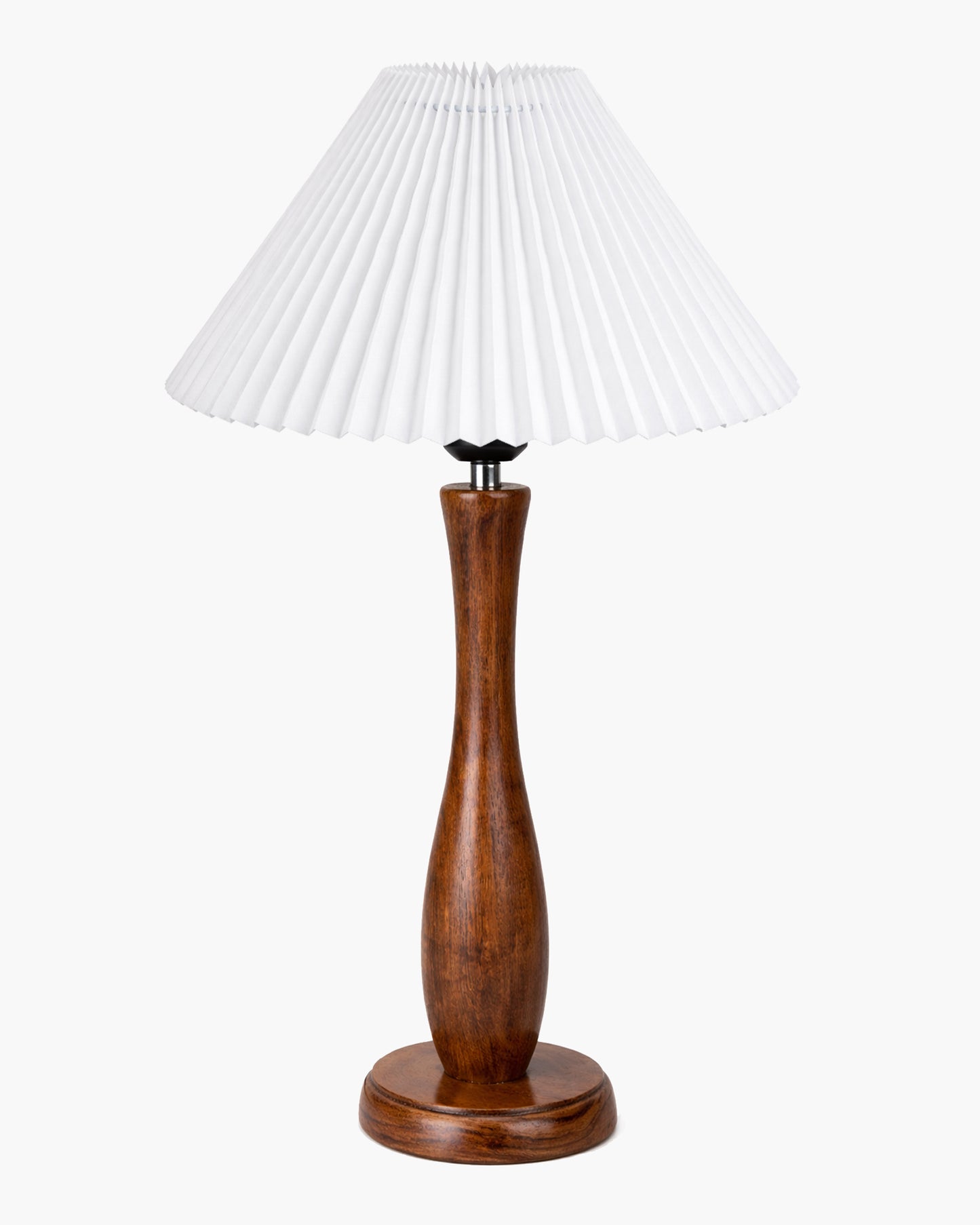 Homesake® Handcrafted Wooden Table Lamp with Pleated Fabric Shade, Solid Wood Spindle Antique Decorative Night Lamp, Elegant Scandinavian Style Bedside & Living room lamp, Study, Hotel & Reading lamp