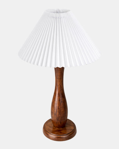 Homesake® Handcrafted Wooden Table Lamp with Pleated Fabric Shade, Solid Wood Spindle Antique Decorative Night Lamp, Elegant Scandinavian Style Bedside & Living room lamp, Study, Hotel & Reading lamp