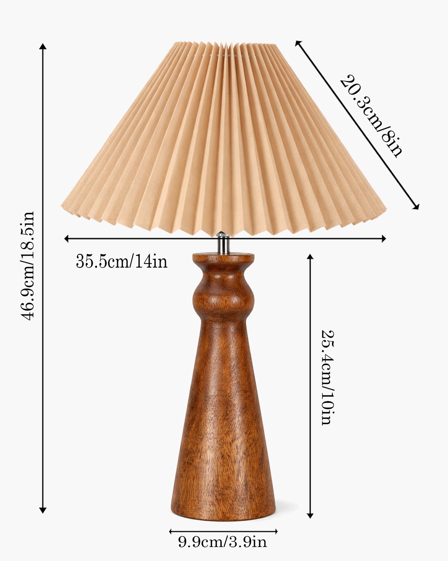 Homesake® Handcrafted Wooden Table Lamp with Fabric Shade for Bedroom, Elegant Scandinavian Style Bedside & Living room lamp, Study, Hotel & Reading lamp