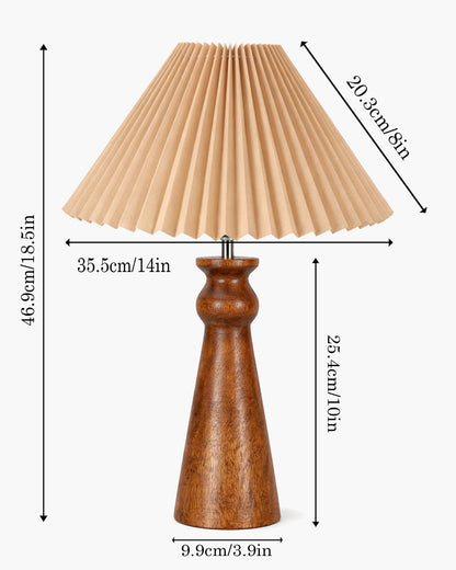 Homesake® Handcrafted Wooden Table Lamp with Fabric Shade for Bedroom, Elegant Scandinavian Style Bedside & Living room lamp, Study, Hotel & Reading lamp