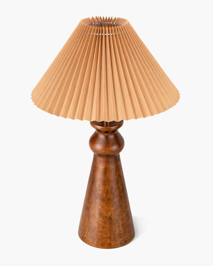 Homesake® Handcrafted Wooden Table Lamp with Fabric Shade for Bedroom, Elegant Scandinavian Style Bedside & Living room lamp, Study, Hotel & Reading lamp